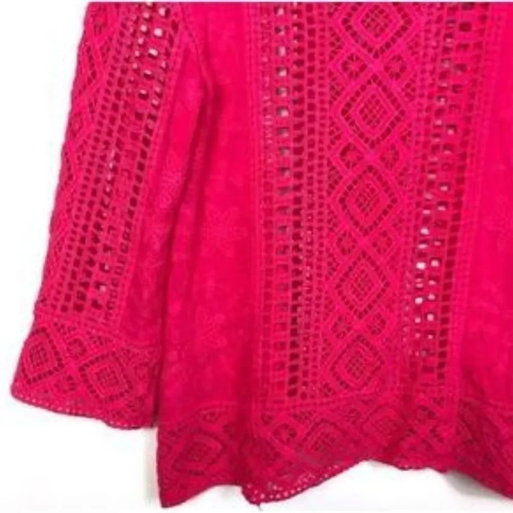 Blue Tassel Shavonne Lace Top Fuschia Pink {M}
